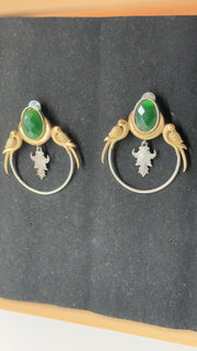 Mayuri Green Peacock Earrings - Eksundar