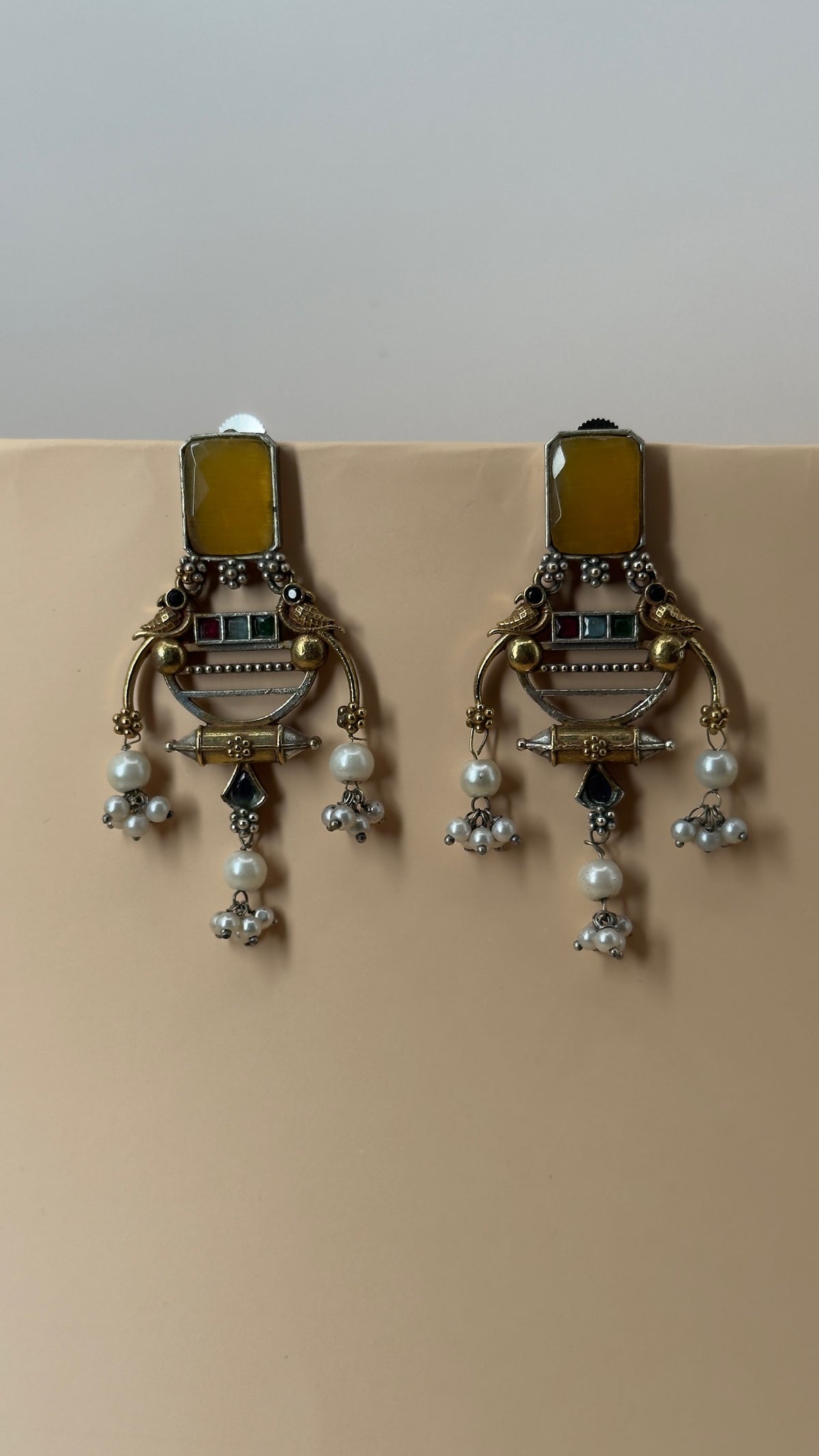 Aarya Tiger Eye Pearl Drop Earrings - Eksundar