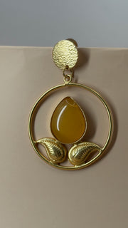 Kanika Amber Leaf Hoop Earrings - Eksundar