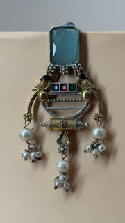 Zoya Blue Pearl Heritage Earrings - Eksundar