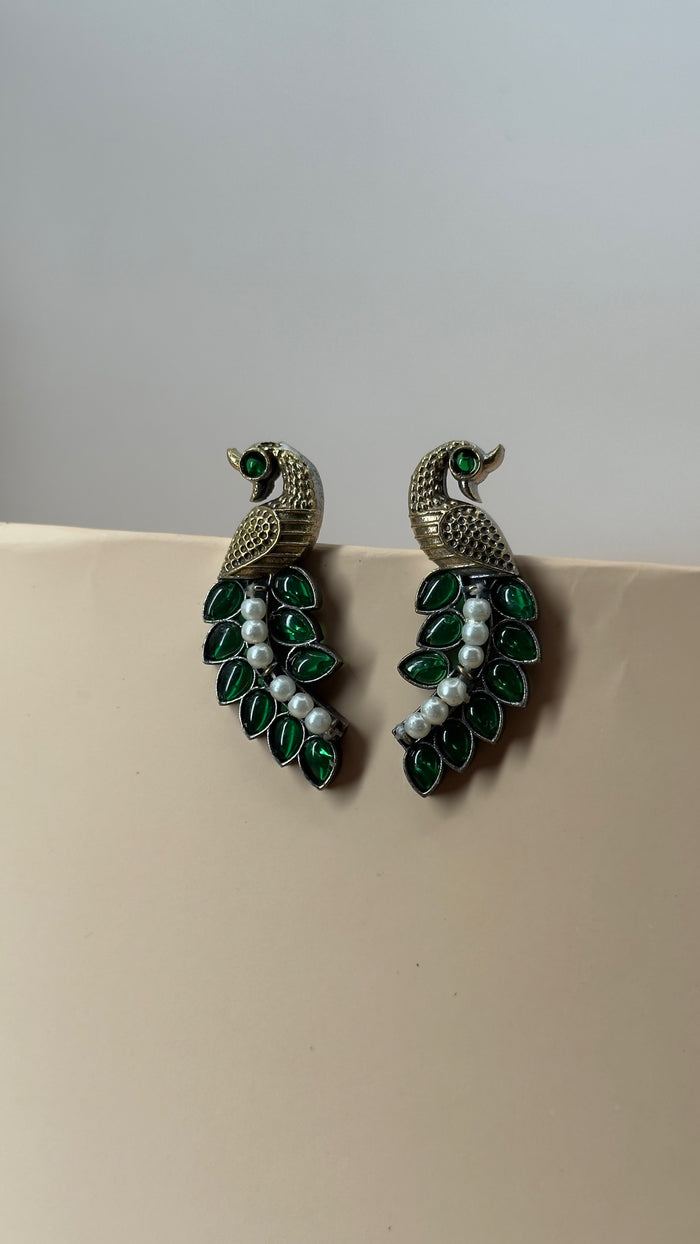 Morika Peacock Green Earrings - Eksundar