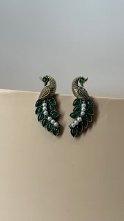 Morika Peacock Green Earrings - Eksundar