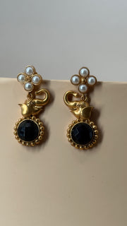 Kesar Black Pearl Peacock Earrings - Eksundar
