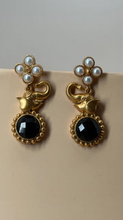 Kesar Black Pearl Peacock Earrings - Eksundar