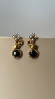 Kesar Black Pearl Peacock Earrings - Eksundar