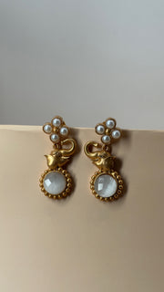 Kesar Black Pearl Peacock Earrings - Eksundar