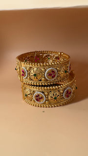 Rajwadi Meenakari Bangle Pair - Eksundar