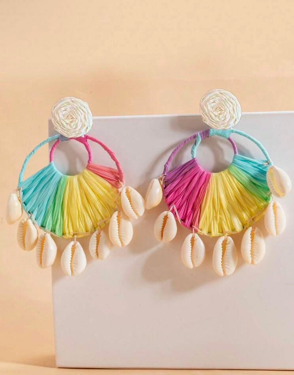 Rangoli Shell Tassel Earrings - Eksundar
