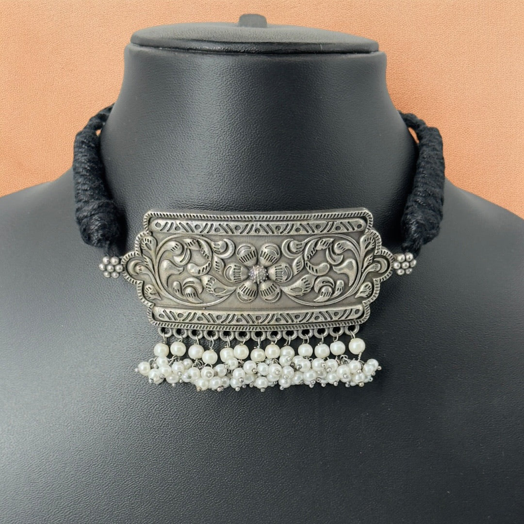 Rajwadi Silver Choker - Eksundar
